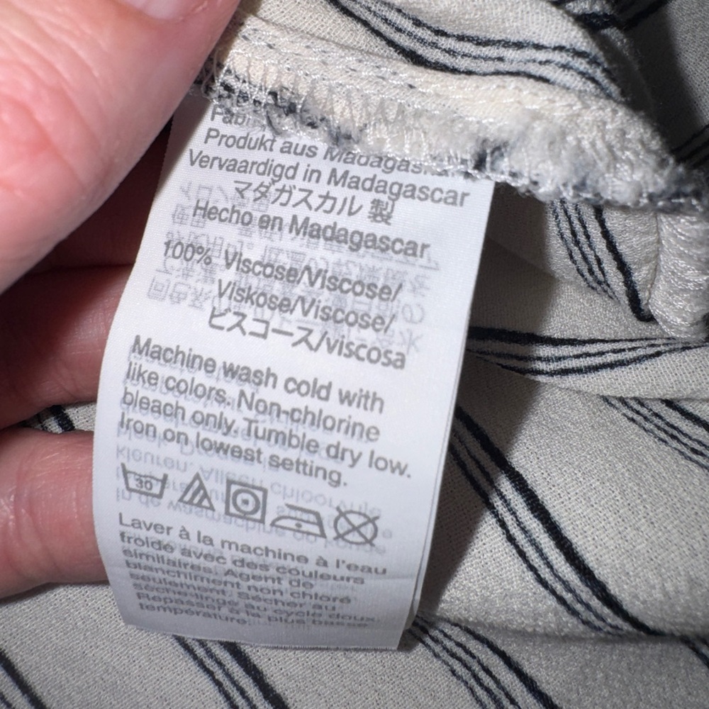 Madewell Striped Button Front Blouse Cream Black Short Sleeve Relaxed Fit XS - Picture 3 of 7